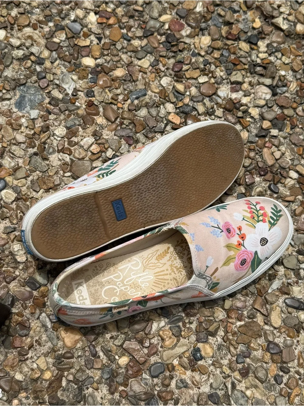 Keds x Rifle Paper Double Decker Floral Slip On Sneakers WF61775 Pink Womens 8